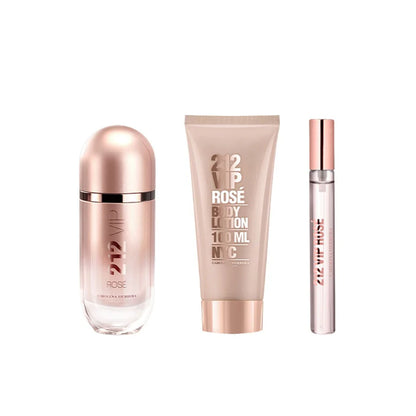 Carolina Herrera 212 VIP Rose Set EDP 80 ML + Crema 100 ML + EDP 10 ML Mujer