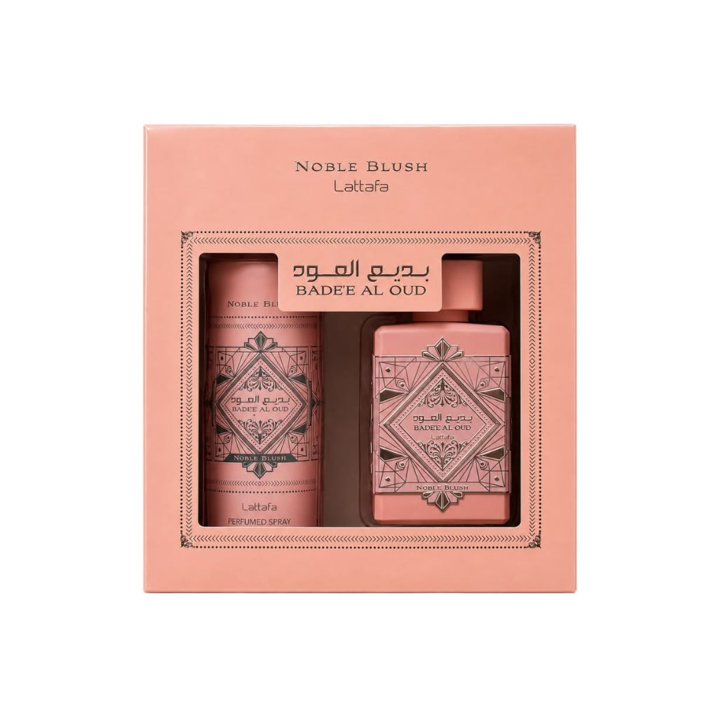 Lattafa Set Badee Al Oud Noble Blush EDP 100 ML + Deo Spray 200 ML Mujer