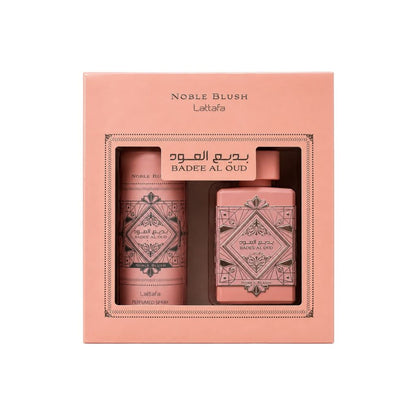 Lattafa Set Badee Al Oud Noble Blush EDP 100 ML + Deo Spray 200 ML Mujer