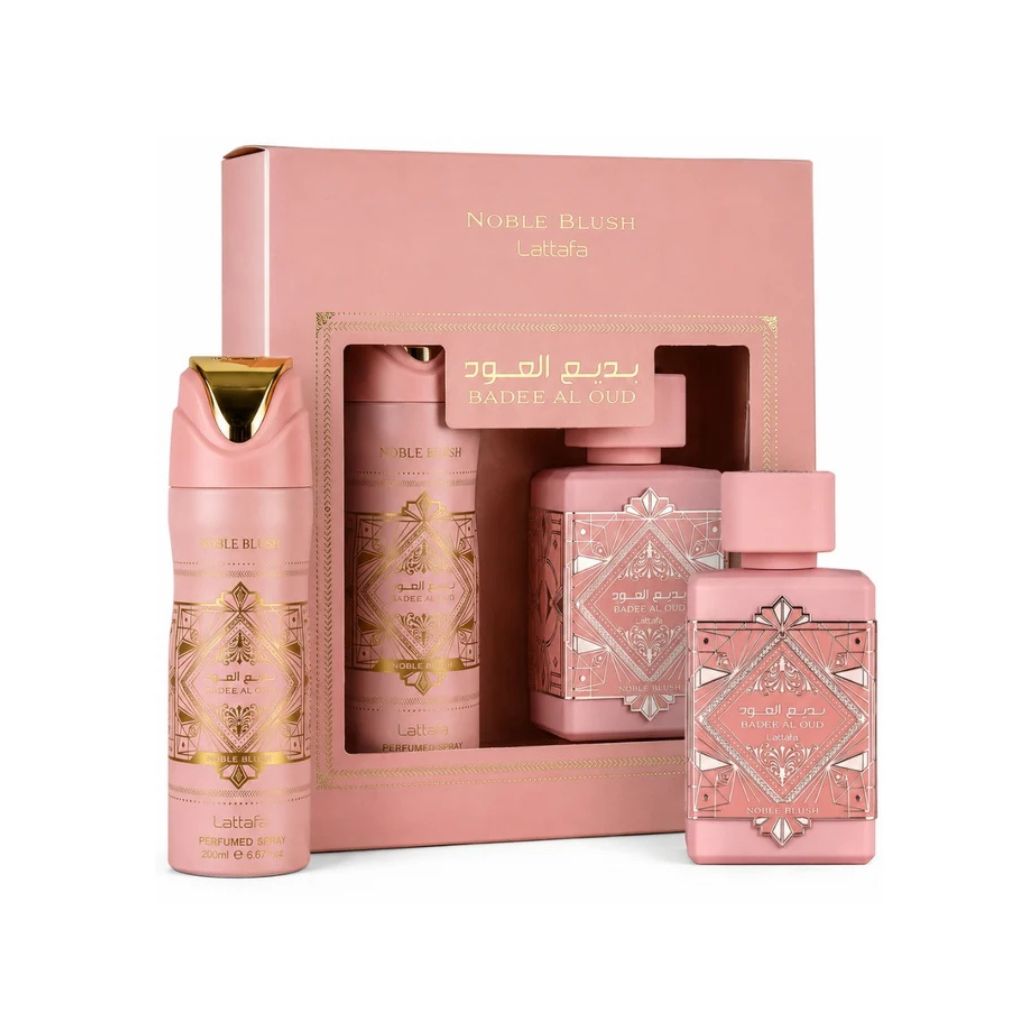 Lattafa Set Badee Al Oud Noble Blush EDP 100 ML + Deo Spray 200 ML Mujer