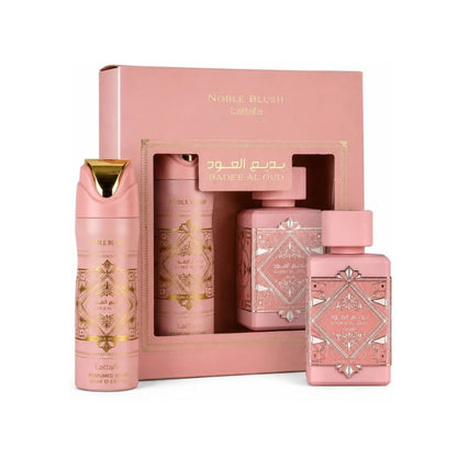 Lattafa Set Badee Al Oud Noble Blush EDP 100 ML + Deo Spray 200 ML Mujer