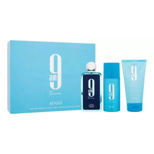 Afnan 9 AM Dive Set EDP 100 ML + Shower Gel 150 ML + Deo 150 ML Unisex